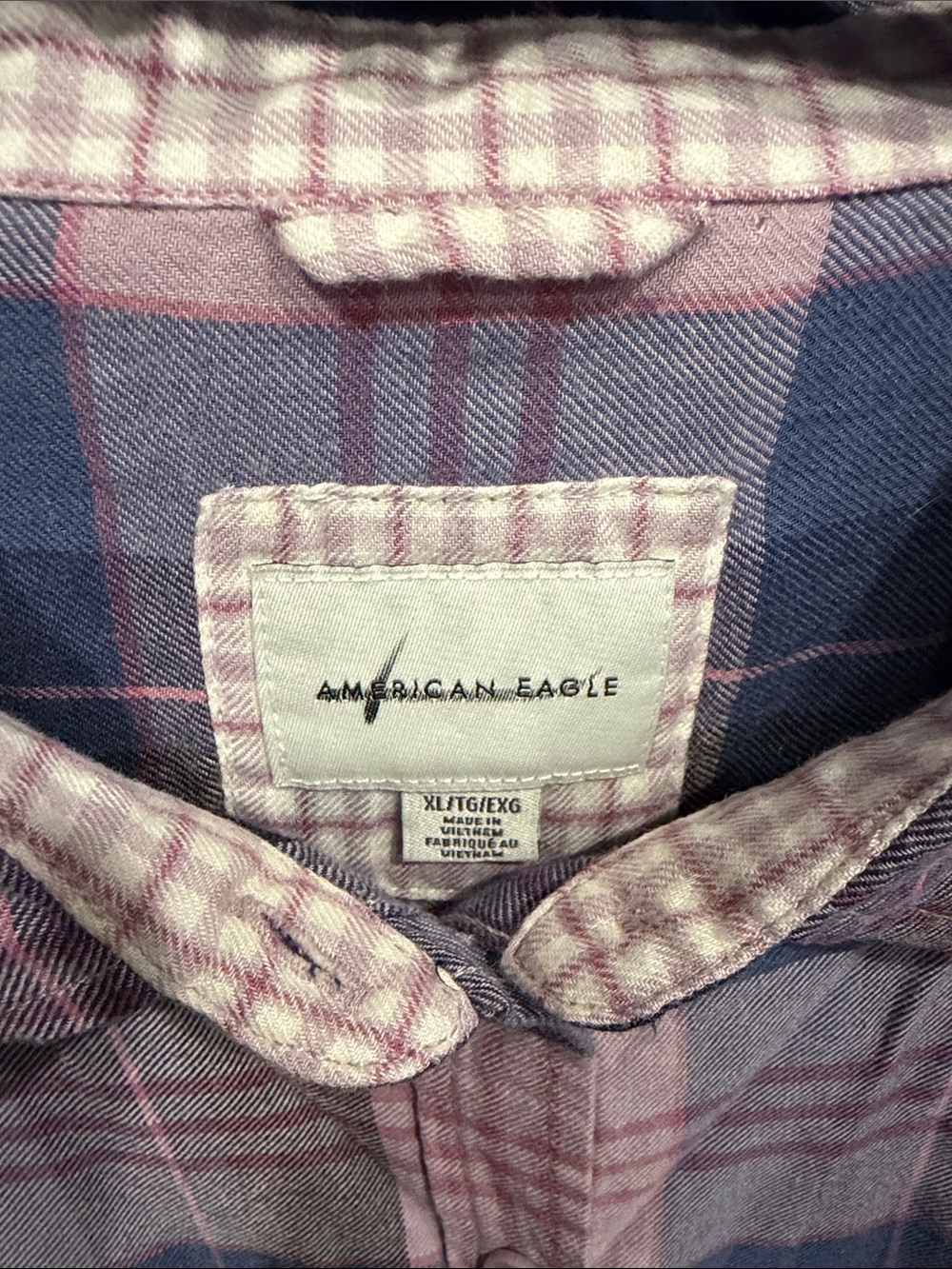 American Eagle Outfitters Blue and Purple Plaid Button-Down Shirt - Picture 2 of 5